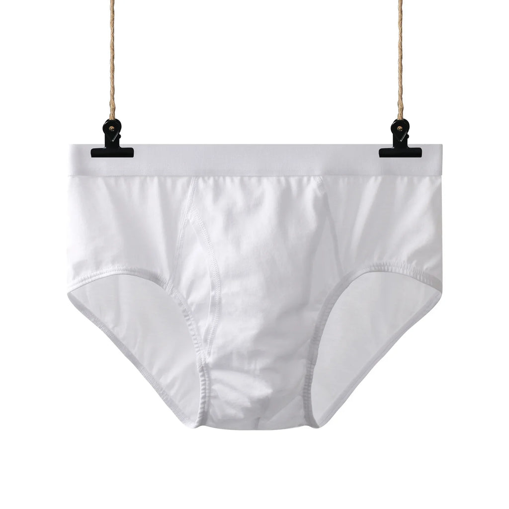 Heavywood Men's Panties Cotton Underwear Briefs Hight Waist Lingerie Breathable U-shape Underpants Men Basic Pure Color Briefs