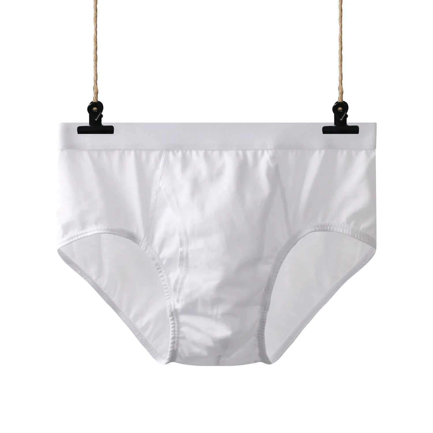 Heavywood Men's Panties Cotton Underwear Briefs Hight Waist Lingerie Breathable U-shape Underpants Men Basic Pure Color Briefs
