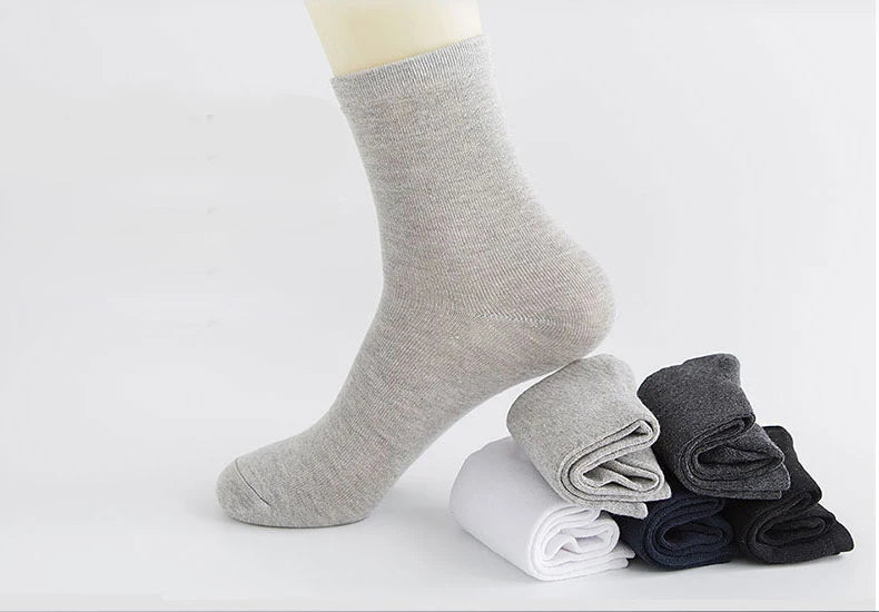 HSS 5/10 Pairs Men's Cotton Blend Socks Black Business Men Socks Soft Breathable Summer Winter for Male Socks Plus Size (6.5-14)