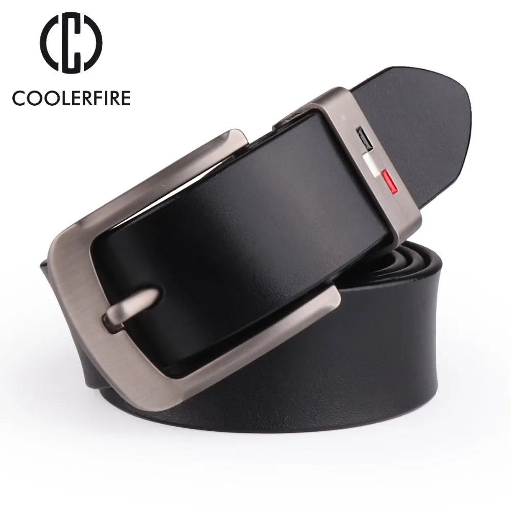 COOLERFIRE  New Men Genuine Leather Belts High Quality Vintage Style Male Strap Classic Jeans Leather Belts For Men 051