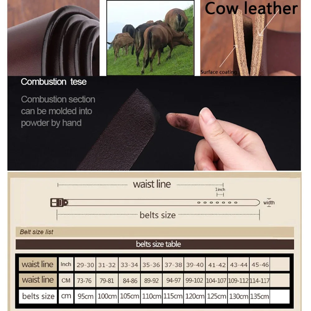 COOLERFIRE  New Men Genuine Leather Belts High Quality Vintage Style Male Strap Classic Jeans Leather Belts For Men 051