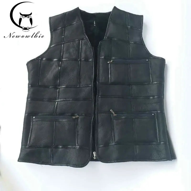 New fashion,tank top men,real sheepskin vest,leather vest,men's suit,leather jacket,thickening,inch to be customized