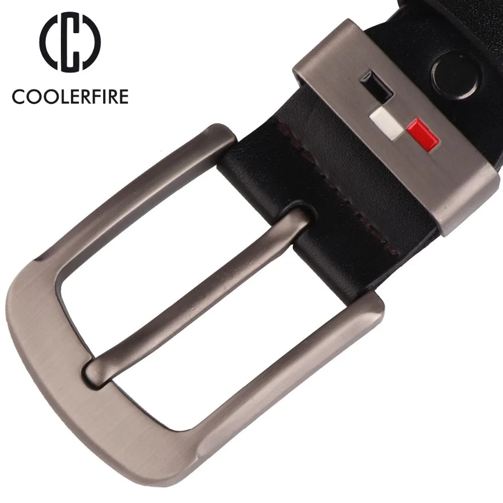 COOLERFIRE  New Men Genuine Leather Belts High Quality Vintage Style Male Strap Classic Jeans Leather Belts For Men 051
