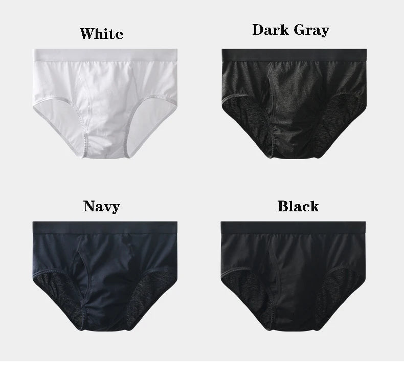 Heavywood Men's Panties Cotton Underwear Briefs Hight Waist Lingerie Breathable U-shape Underpants Men Basic Pure Color Briefs