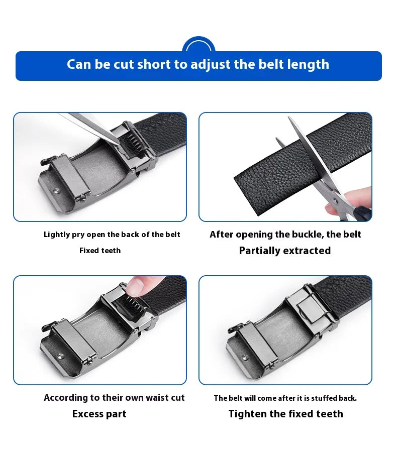 Fashion design belt for men, alloy buckle high quality PU leather automatic belt, adjustable ratchet business casual men's belt