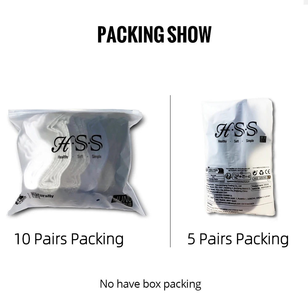 HSS 5/10 Pairs Men's Cotton Blend Socks Black Business Men Socks Soft Breathable Summer Winter for Male Socks Plus Size (6.5-14)
