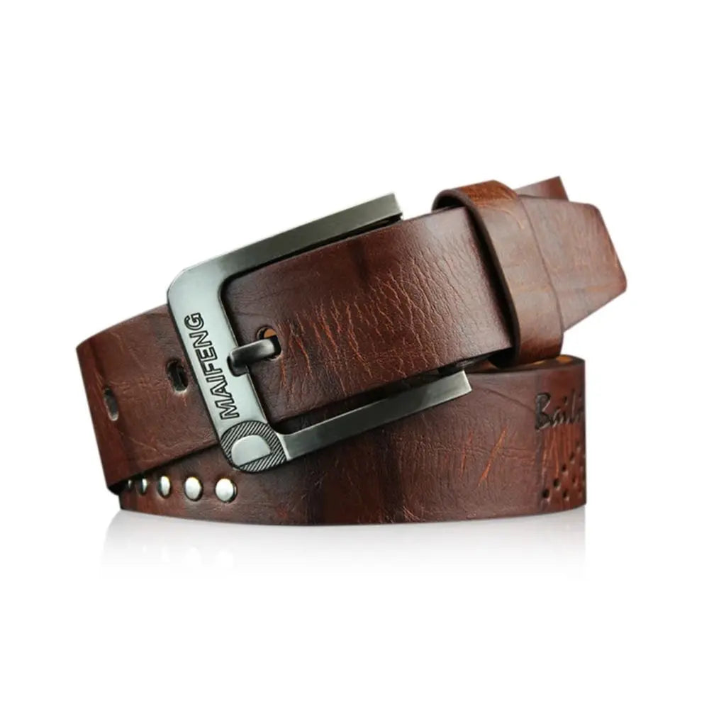 Simple Leather Men's Belt Luxury High Quality Classic Buckle Business Cowboy Vintage Waistband Alloy Belts