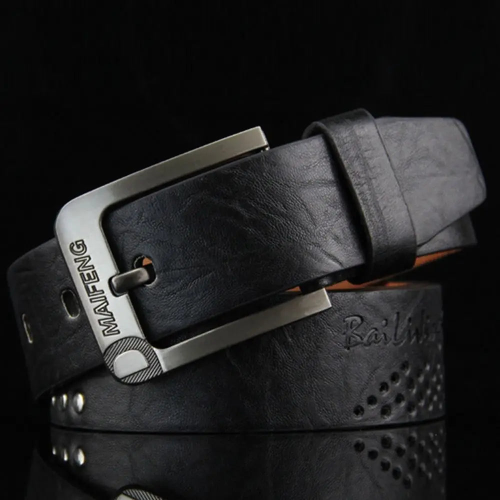 Simple Leather Men's Belt Luxury High Quality Classic Buckle Business Cowboy Vintage Waistband Alloy Belts