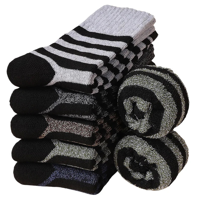 5pairs Unisex Ethnic Style Vintage Thick Wool Warm Crew Men Socks Soft Ultra-Comfortable High Quality Breathable Women's Sock