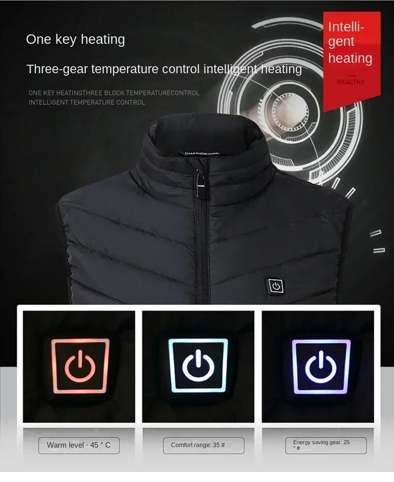 21 Heating Areas Jacket Men's Winter USB Electric Heating Warm Sleeveless Padded vest Infrared Heating Clothes Men Snow Ski Vest