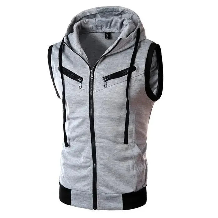Fashionable New Men's Vest Hooded Sleeveless Solid Color Casual Slimming Smooths Your Silhouette Tank Top Three Colors