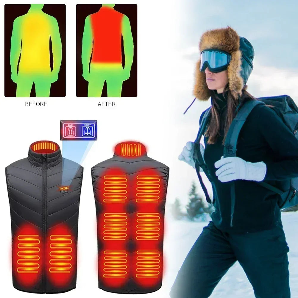 21 Areas Heated Vest Men's New Winter Jacket Usb Graphene Heating Clothes Women's Ski Camping Waterproof Thick Sleeveless Coat