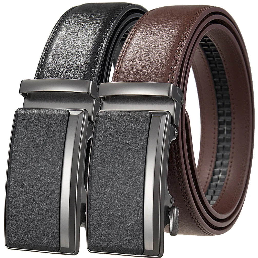 Plus Large Size 130 140 150 160 170cm Men's Leather Belts Fashion Automatic Buckle Cowskin Belt Luxury Designer 3.5cm Width