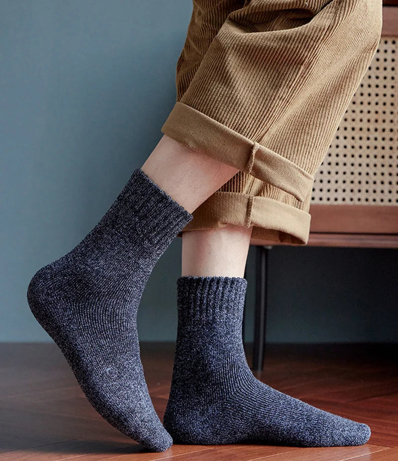 5 Pairs Winter Warm Men’s Socks thick Male Women Socks Super Thicker Solid Socks Winter Socks Against Cold Snow Terry Socks