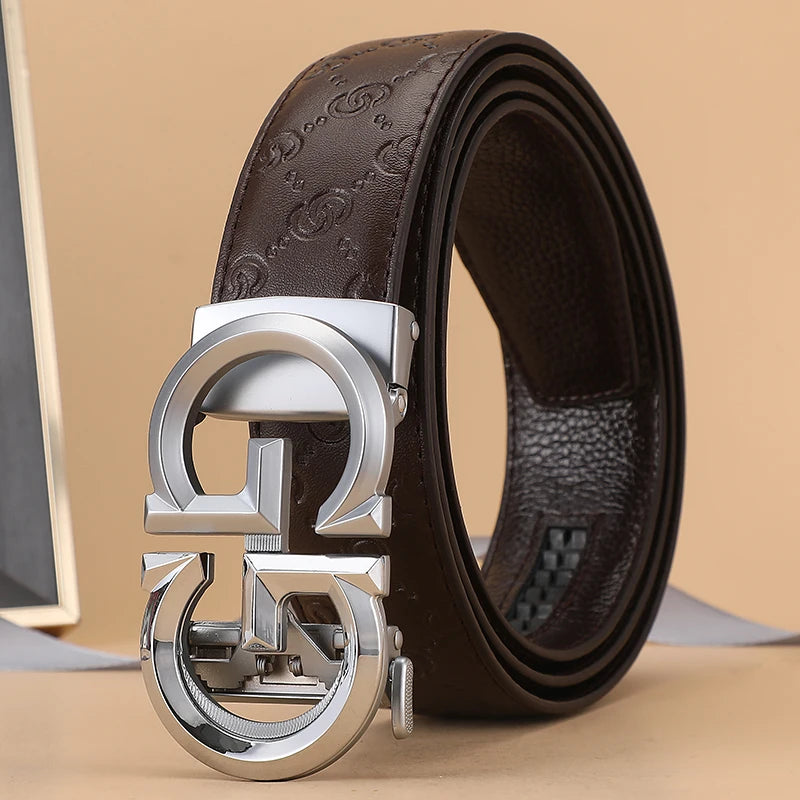 High Quality Casual 34mm Men's Belt Designer Genuine Leather Belts Strap Male Metal Smooth Buckle Fashion men belt for jeans