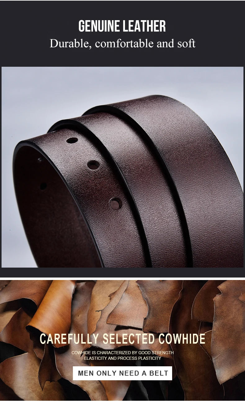 New Trend Men's High Quality Buckled Jeans Leather Casual Belt Business Cowboy Belt Men's Fashion Designer