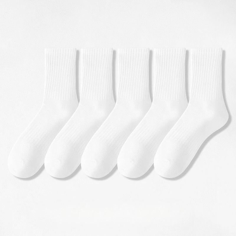 1/5Pairs New Men Cotton New Style White Socks Men Soft Breathable Sports Long Socks Summer Winter for Male Socks Plus Size