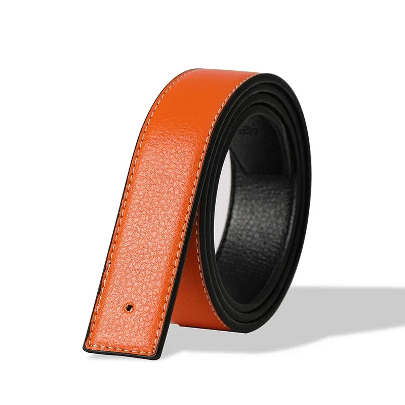 3.8cm PU Leather No-Buckle Belt - Unisex Smooth Pin Fastening Waistband for Men & Women, High-Quality Adjustable Strap