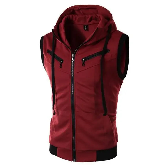 Fashionable New Men's Vest Hooded Sleeveless Solid Color Casual Slimming Smooths Your Silhouette Tank Top Three Colors