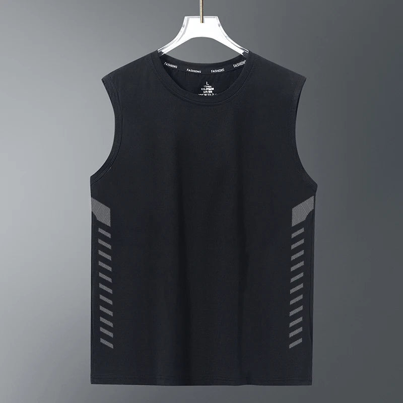 Men's Ice Silk Vest Summer Sport Fitn Thin Svel Training Top Qui Dry Trendy round Ne T-irt for Youth Daily Wear