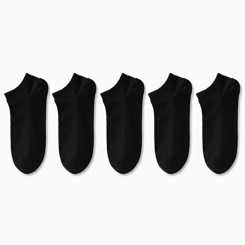 1/5/10 Pairs Comfortable Men's Women's Socks Casual Short Solid Color Spring Summer Boat Sock Fashionable Round Neck Ankle Socks