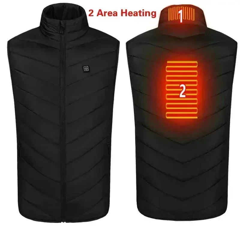 21 Heating Areas Jacket Men's Winter USB Electric Heating Warm Sleeveless Padded vest Infrared Heating Clothes Men Snow Ski Vest
