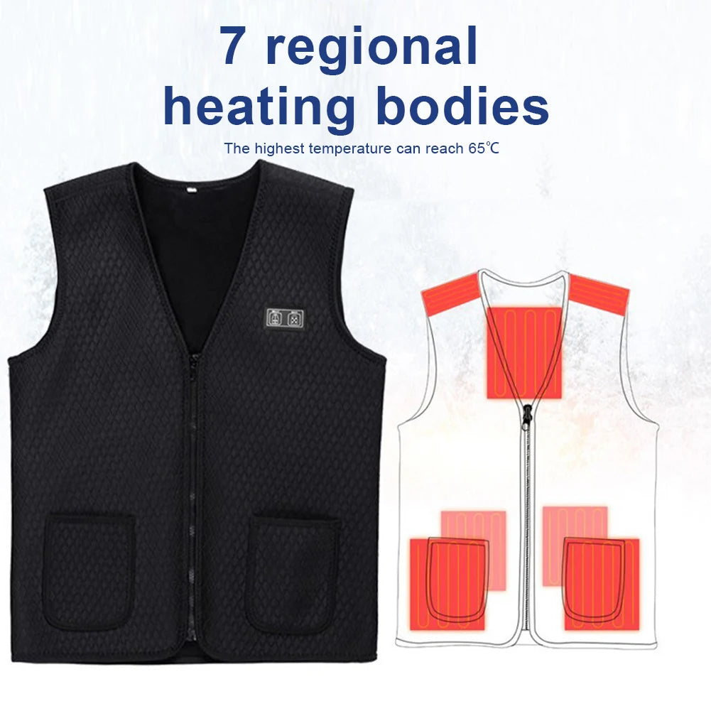 7 Area Heated Vest Electric Heated Jacket Women Men Winter Thermal Heat Coat for Camping Hiking Fishing Skiing Motorcycle Jacket