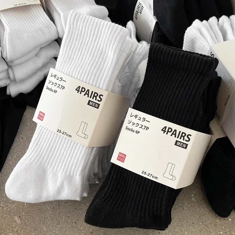 Thickened Cotton Sports Socks For Men Mid-Calf Basketball Stockings Sweat Absorbent Anti-Odor Running Socks Pure Cotton Towel Bo