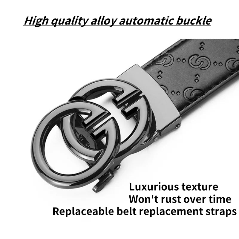 Luxury Belt High Quality Genuine Leather Belt, Automatic Buckle Belt Men's Business Belt Casual Fashion Designer Belt for Men