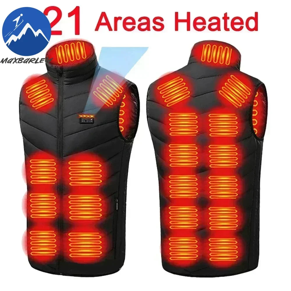 17 Zone Heating Vest Men's USB Infrared Thermal Jacket Smart Heating Clothes New Winter Cold-proof Thick Sleeveless Coat Hiking
