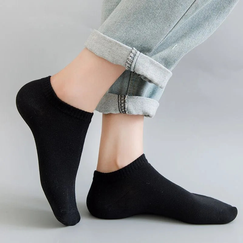 Men Ankle Socks Solid Color Black White Gray Invisible Breathable Cotton Sports Socks Male Short Socks Women Men Sox 10/5Pcs