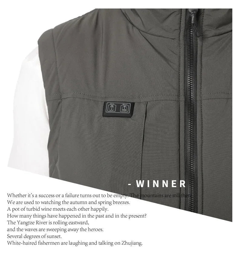 11 Areas Winter Men's Heating Vest Double Control Electric Warmth Outerwear Jacket Outdoor Anti-Cold Warm Camping Waistcoat