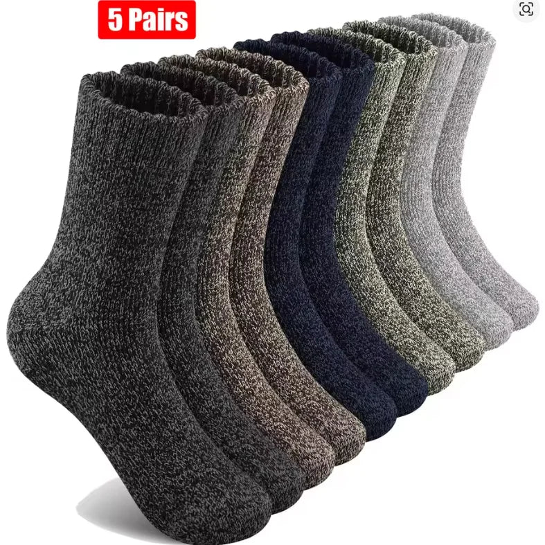 5 Pairs Merino Wool Socks For Men, Super Thick Hiking Socks Thermal Socks For Cold Weather