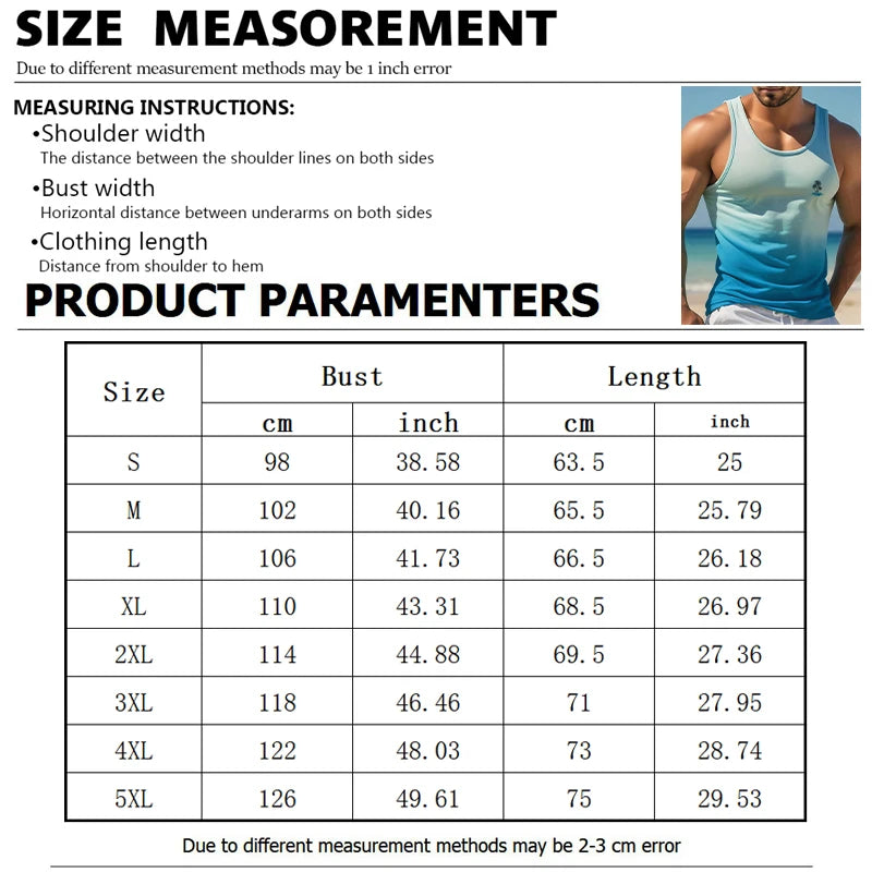 2024 New Summer Fashion Men's Sleeveless T-Shirt Classic Hawaiian Beach Coconut Print Men's Vest Extreme Sports Surf Vest