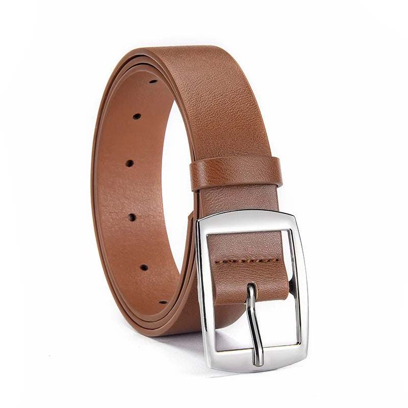 New Luxury Belt for Men PU Leather Belt Metal Pin Buckle High Quality Famous Brand Designer Waist Strap Belt for Jeans Plus Size