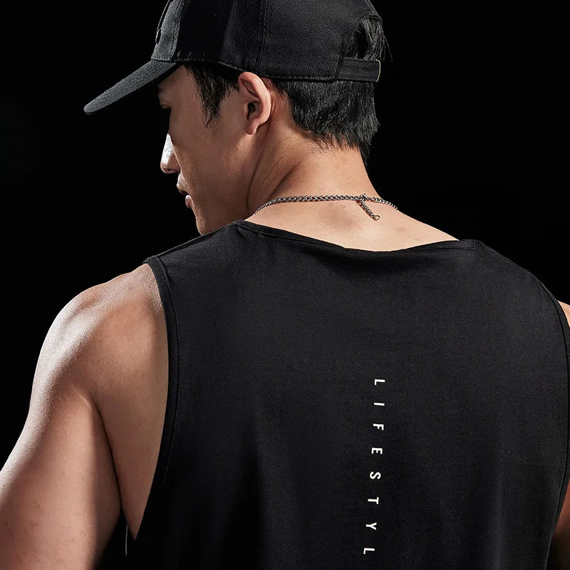 Men's Fitness Sports Tank Tops Man Gyms Workout Clothing Sleeveles Shirt Casual Summer Loose Undershirt Basketball Running Vest