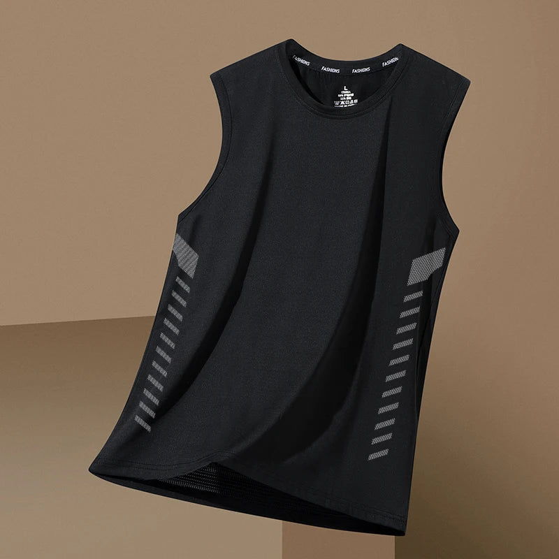 Men's Loose Ice Silk Svel Sports Vest Qui Dry Summer New Sle Running Baskeall Fitn Training Breathable Polyest...