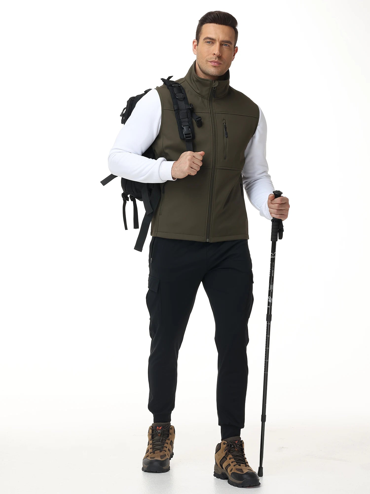 Men's Softshell Running Vest Outerwear Lightweight Windproof Sleeveless Jacket Coat for Daily Golf Cycling Hiking