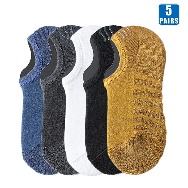 5 Pairs Men Short Socks Cotton High Quality Crew Ankle Casual Soft Low-Cut Non-Slip Breathable Summer Autumn 2022 Sock for Male