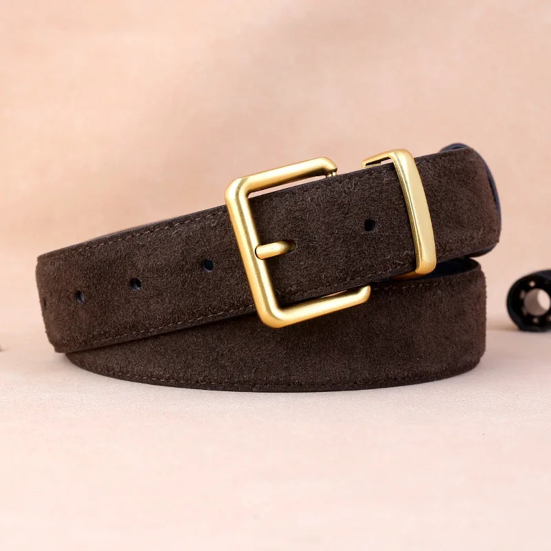 Sude Belt Cow Genuine Leather For Man And Lady With Oxford Fabric Strap Genuine Leather Luxury Pin Buckle Blue Belts