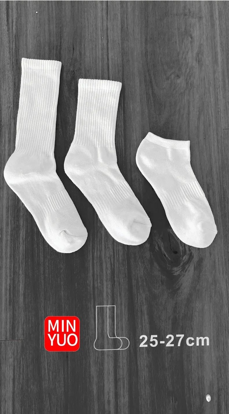 Thickened Cotton Sports Socks For Men Mid-Calf Basketball Stockings Sweat Absorbent Anti-Odor Running Socks Pure Cotton Towel Bo