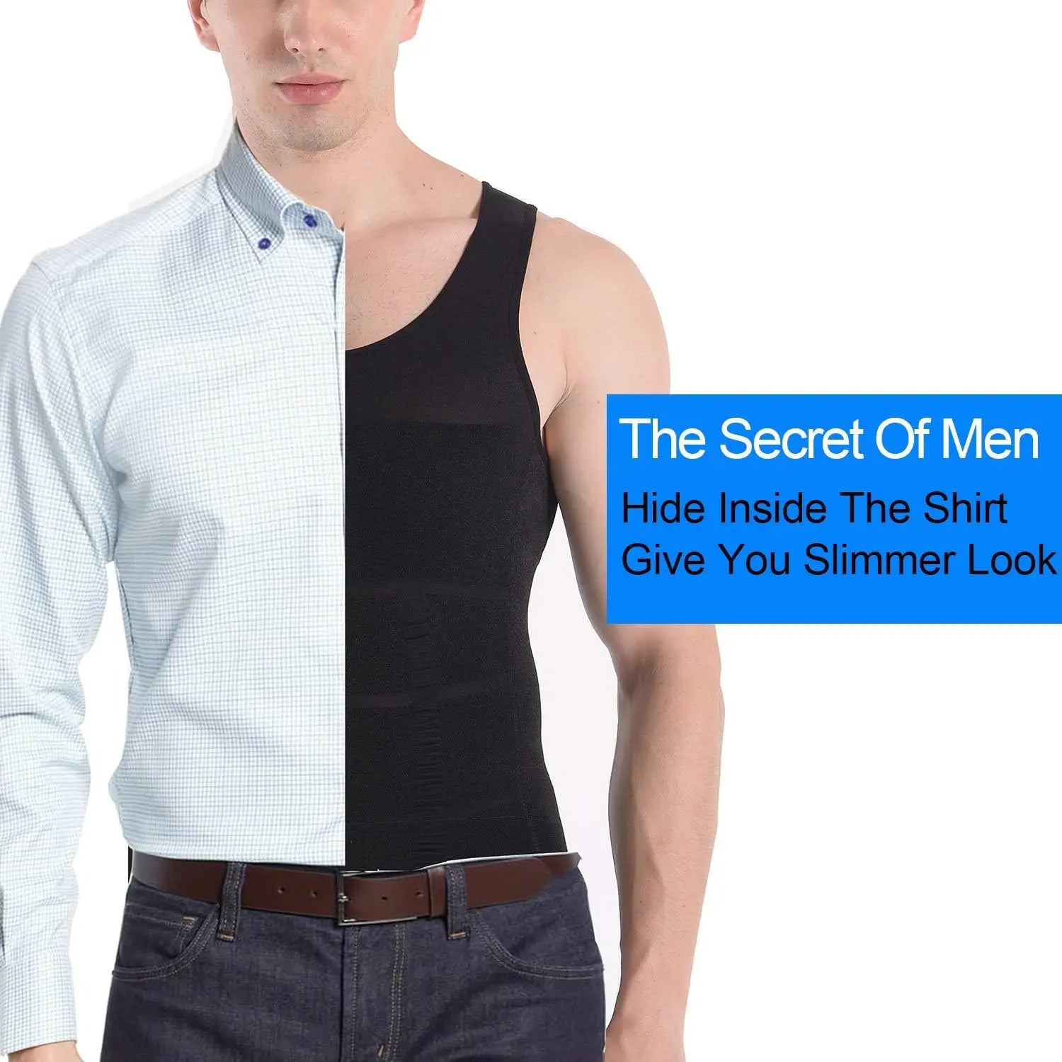 Mens Slimming Body Shaper Vest Shirt Abs Abdomen Slim Gym Workout Tummy Control Compression Tank Top Sleeveless Shapewear