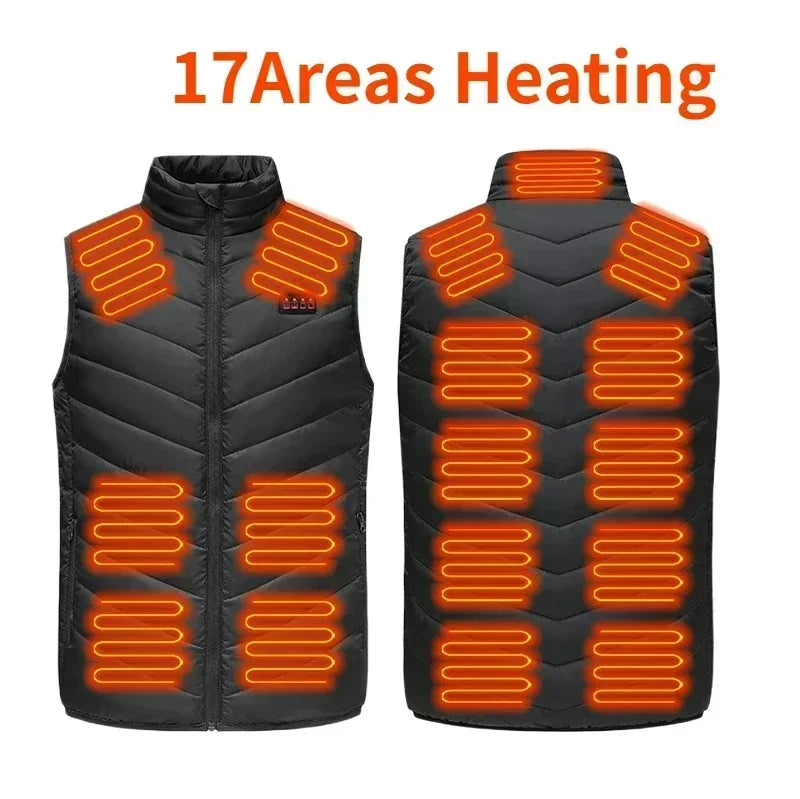 21 Areas Heated Vest Men's New Winter Jacket Usb Graphene Heating Clothes Women's Ski Camping Waterproof Thick Sleeveless Coat