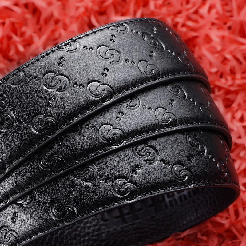 High Quality Casual 34mm Men's Belt Designer Genuine Leather Belts Strap Male Metal Smooth Buckle Fashion men belt for jeans