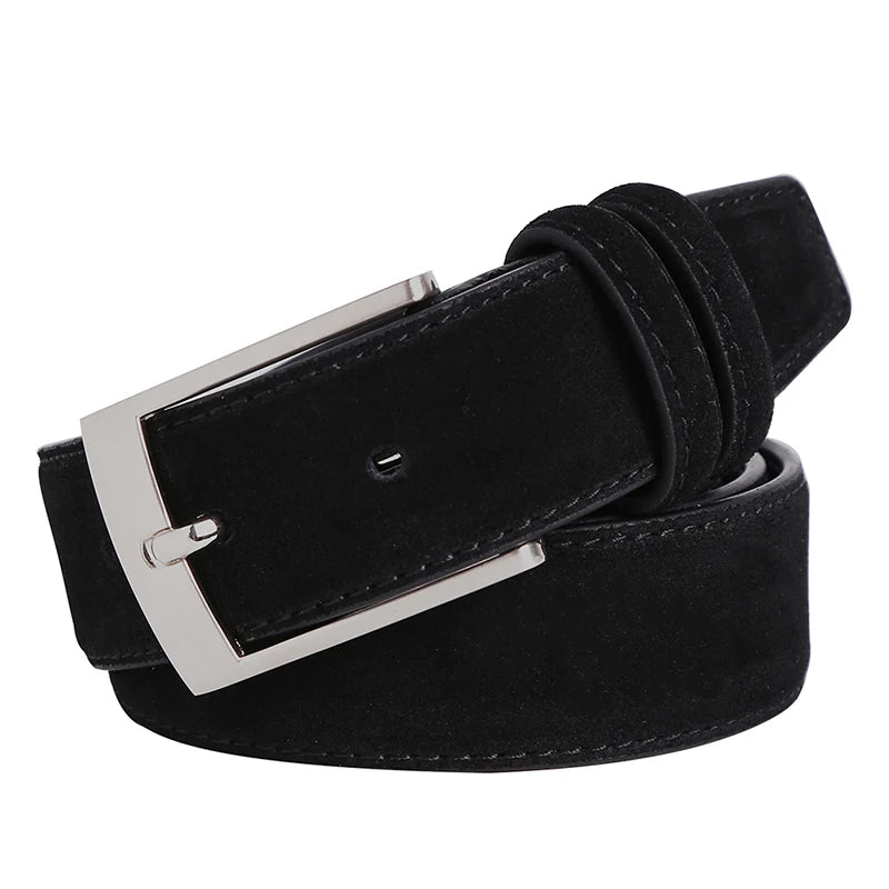 Sude Belt Cow Genuine Leather For Man And Lady With Oxford Fabric Strap Genuine Leather Luxury Pin Buckle Blue Belts