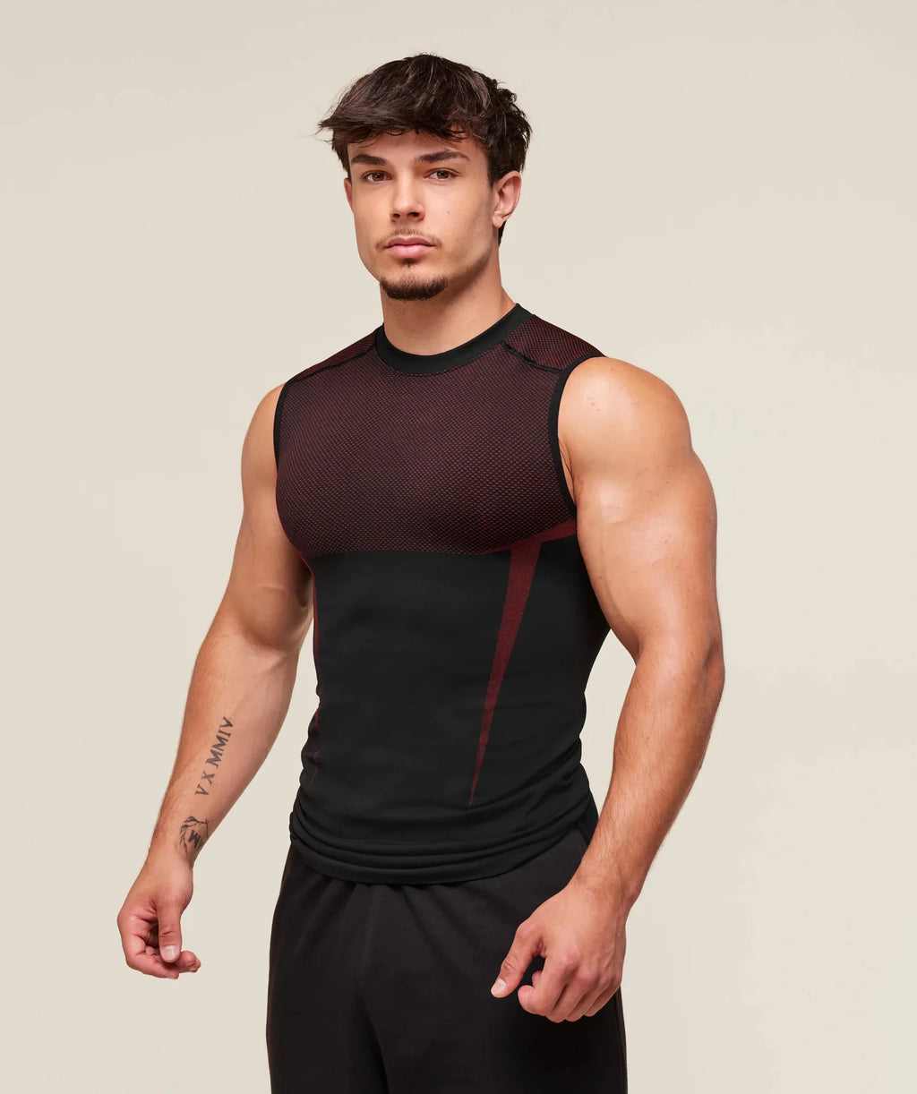 Men's Tight vest sports summer quick-drying breathable seamless fitness running training stretch tight top man sleeveless vest