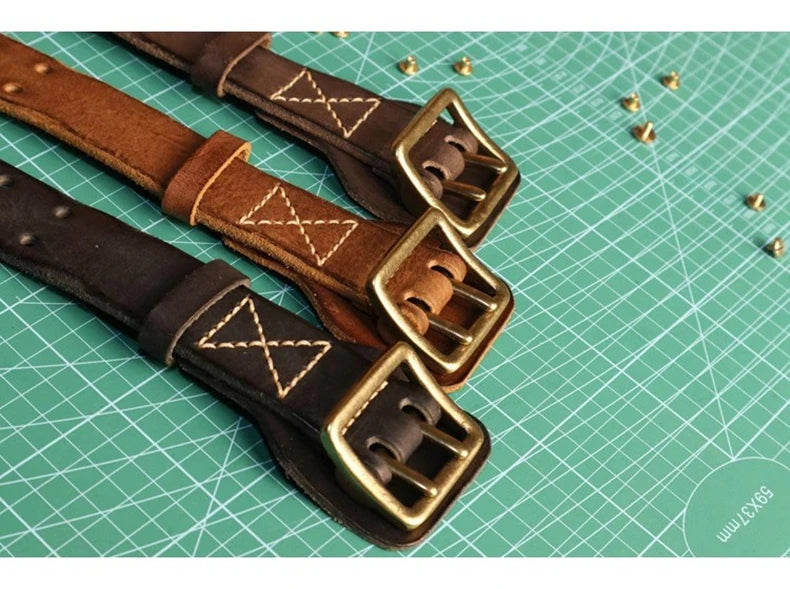 Original Handmade Double-needle Buckle Men's Belt Washed Water Made Old Macho Jeans Belt Genuine Leather y2k Army Tactical Belt