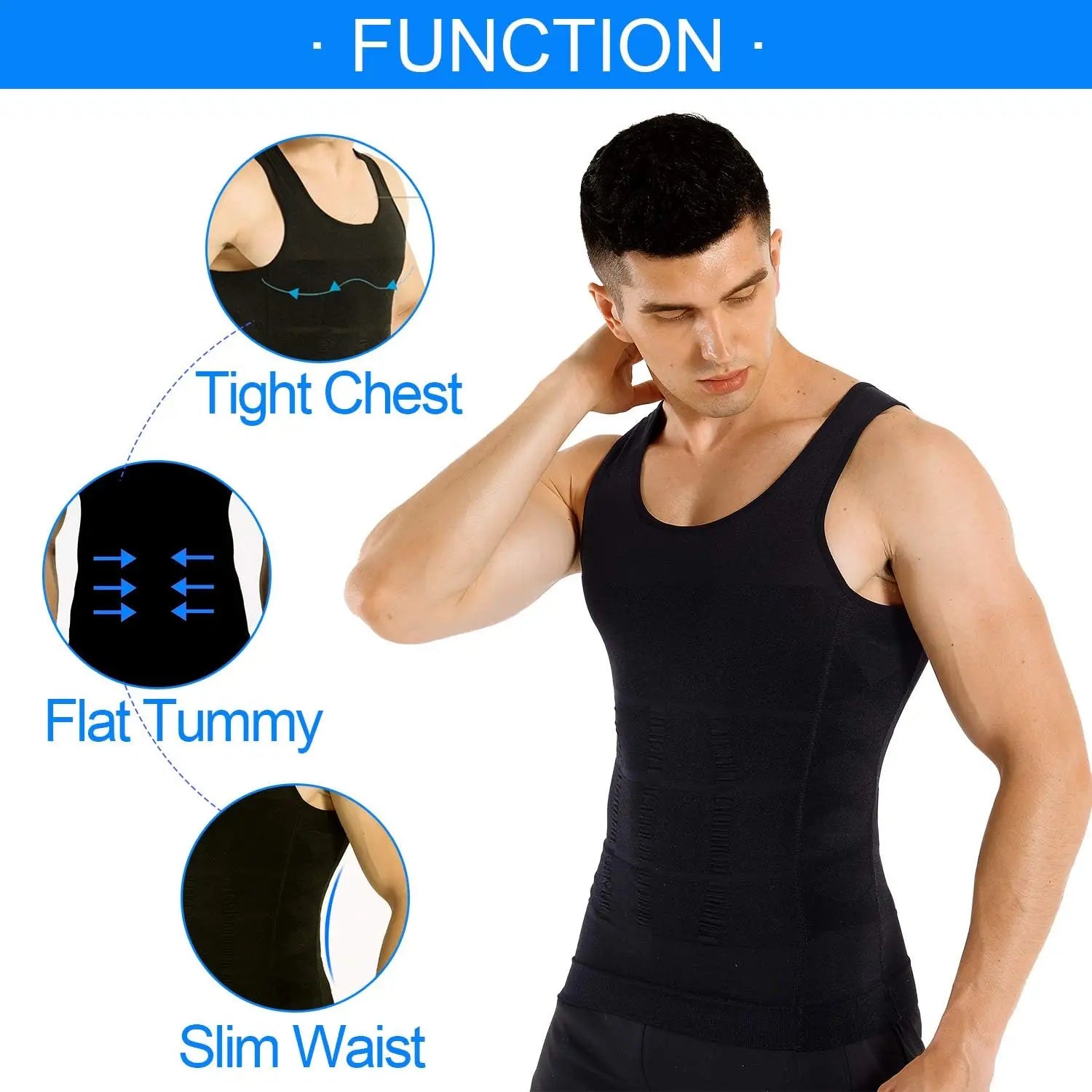 Mens Slimming Body Shaper Vest Shirt Abs Abdomen Slim Gym Workout Tummy Control Compression Tank Top Sleeveless Shapewear