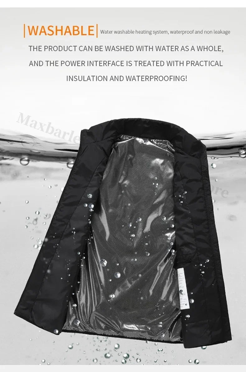 21 Areas Men's Heating Vest Jacket Winter USB Smart Electric Sleeveless Jacket Self-heating Clothes Women Snow Warm Padded Coat