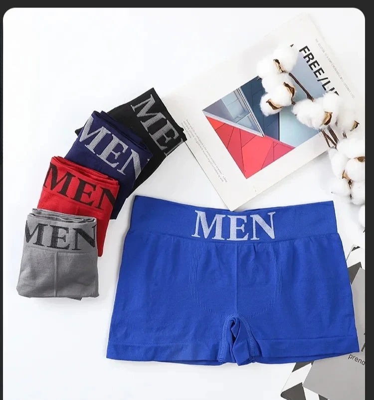 3Pcs/Lot Men's Panties Underwear Boxers Breathable Man Boxer Solid Underpants Comfortable Male Brand Shorts Black Blue Underwear
